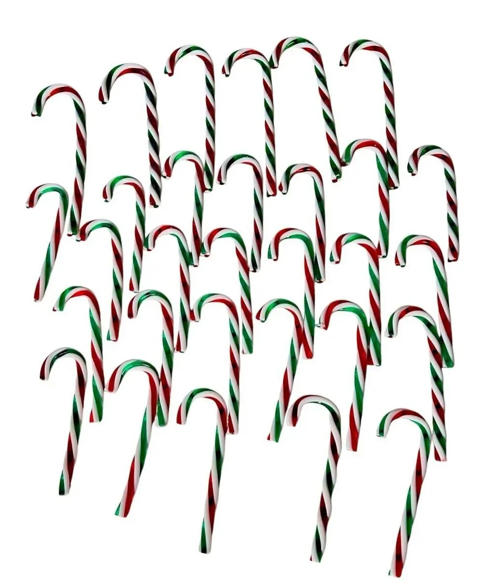 Vintage 30 Christmas Twisted Acrylic Candy Canes Red White & Green